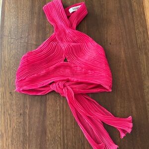 DO+BE Hot Pink Pleated Halter Top